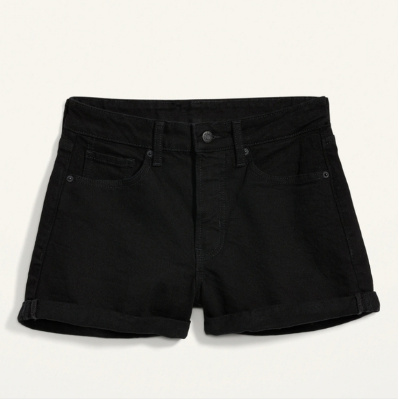 High-Waisted O.G. Cuffed Black Jean Shorts for Women -- 3-inch inseam - Picture 5 of 11